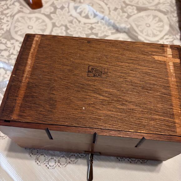 MCM Vintage Wood Grid Jewelry Box w/ drawer and hinged lid Made In Japan - Picture 7 of 8